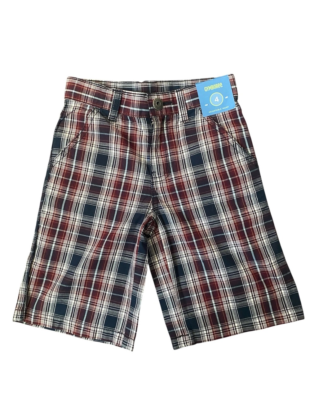 Gymboree Boys Plaid Shorts in Burgundy and Black